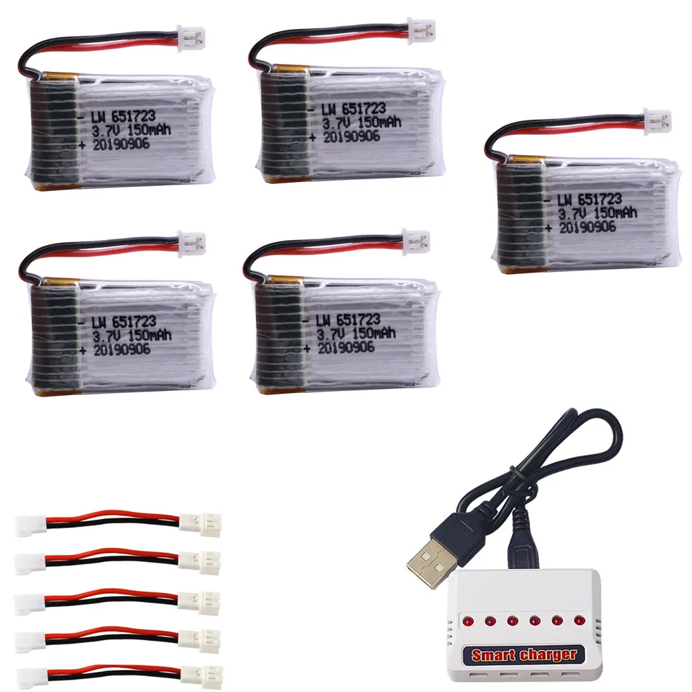 Batteria Lipo da 3,7 V 150 mAh e caricabatterie (6ni1) per H20 Syma S8 M67 U839 RC Quadcopter Pezzi di ricambio Accessori drone RC