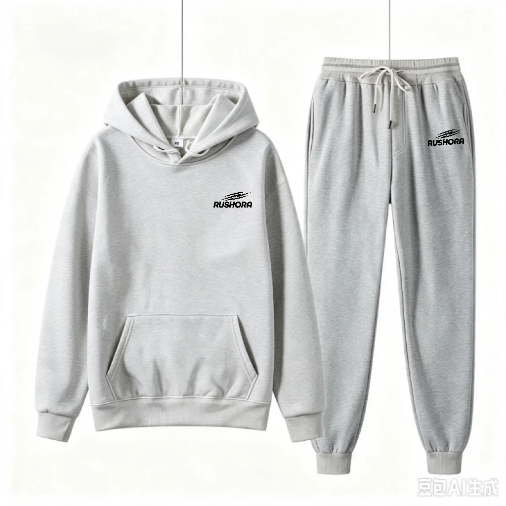 Women's Fashion Printed 2-Piece Sportswear Hooded Pullover Sportswear Suit Autumn and Winter Large Size Sportswear Suit