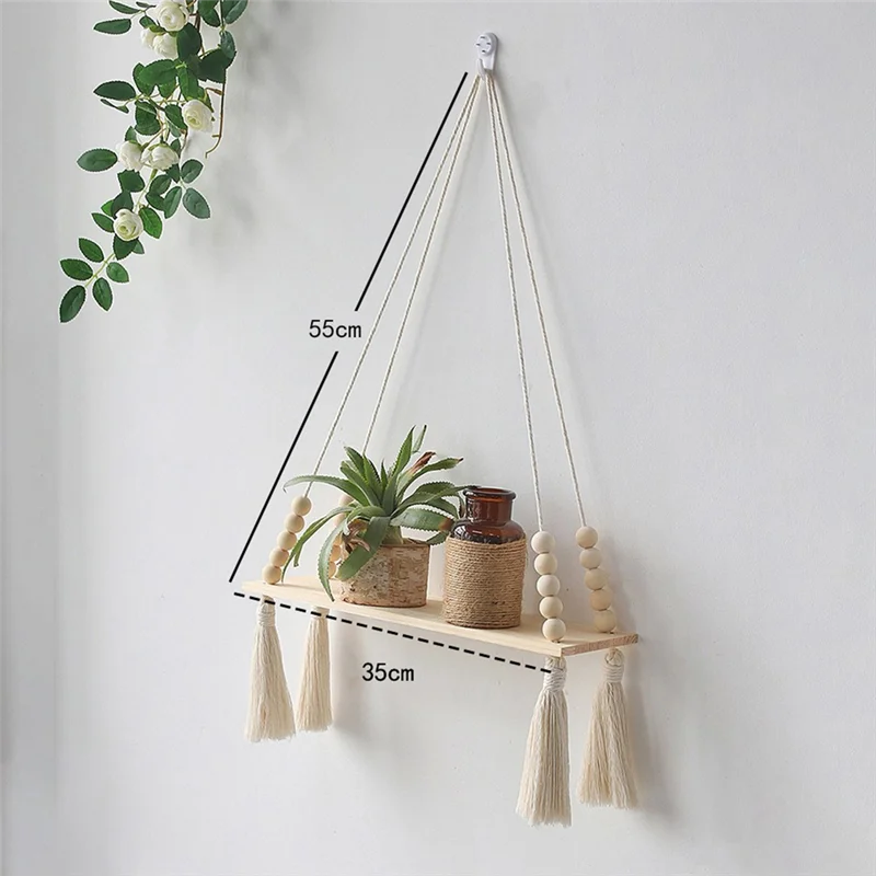 ABJY-Shelf Boho Decor Prateleiras na parede Decoração de madeira para quarto e sala de estar