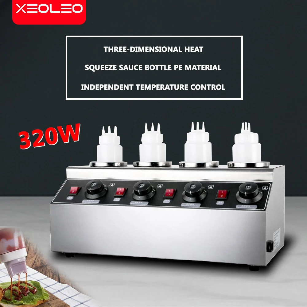 Commercial 4 Grids Restaurant Kitchen Chocolate Melting Machine Cheese Sauce Warmer Electric Chocolate Sauce Dispenser
