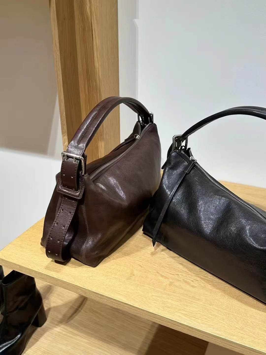 Torebka damska Dave&Di, francuski styl, minimalistyczna, skóra naturalna, retro, luźna, wysokiej jakości, na ramię, do ręki.