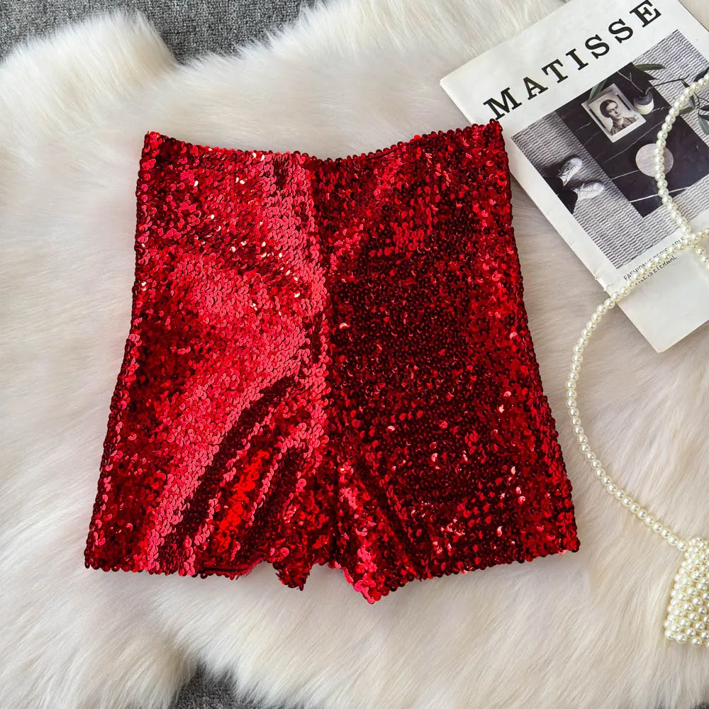 Shinny Sequins Short Pants Women Hot Summer High Waisted Female Booty Shorts Sexy Girl Streetwear Y2k Short Pants Dropshipping