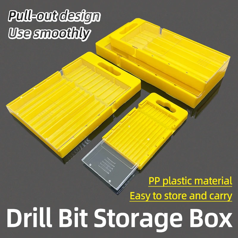 Plastic Box Drill Bit Storage Box Pull-out Case for 1-13mm Twist Drill Accessories Multi-gauge 5/10 Grid Tool Box Parts