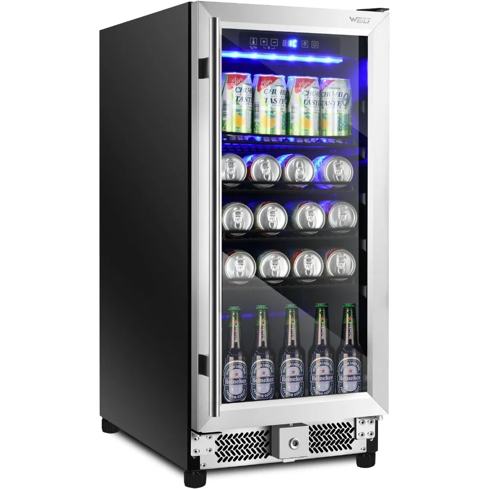 Lock and Glass Door, 78 Cans Under Counter Drink Cooler Fridge for Beer Soda