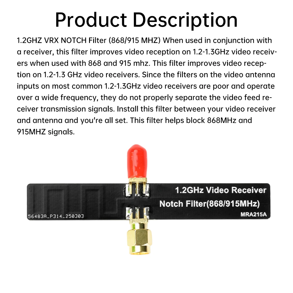 1.2GHZ VRX NOTCH 868/915MHZ Filter RF Signal Low Noise Amplifier Filter for Image Transmission Video Receiver Antenna