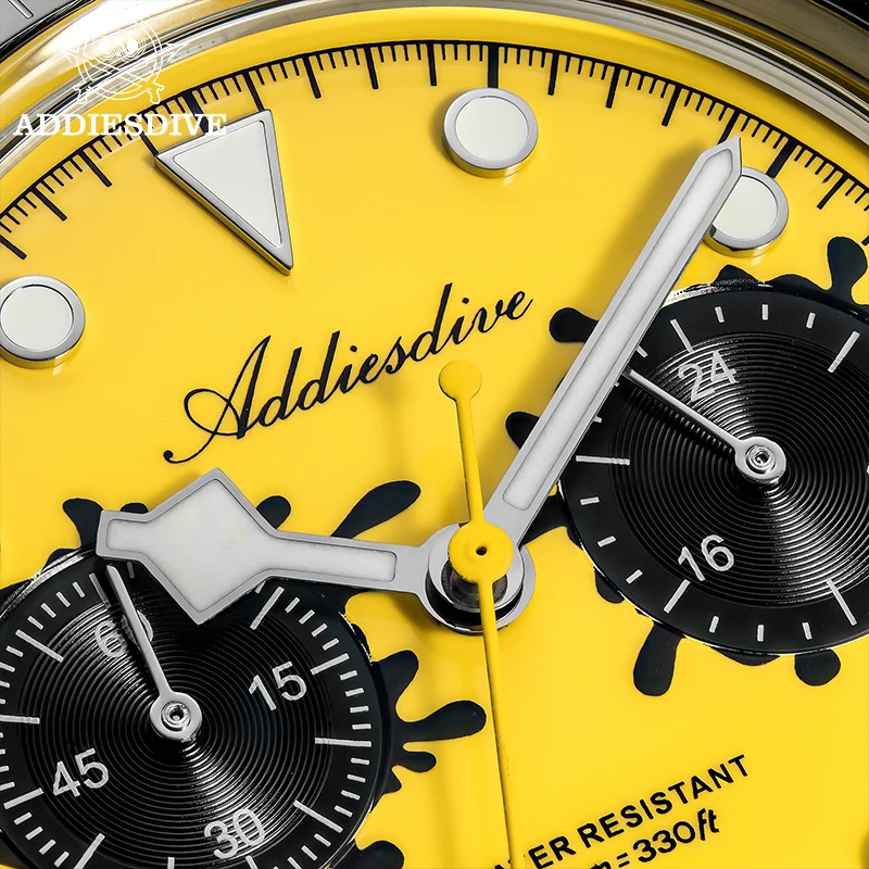 Relógios ADDIESDIVE VK64 para Homens, Novo Relógio de Pulso Quartz Luxuoso com Bezel de Cerâmica, Cronógrafo BGW9, Luminoso, à Prova d'Água até 100m AD2520