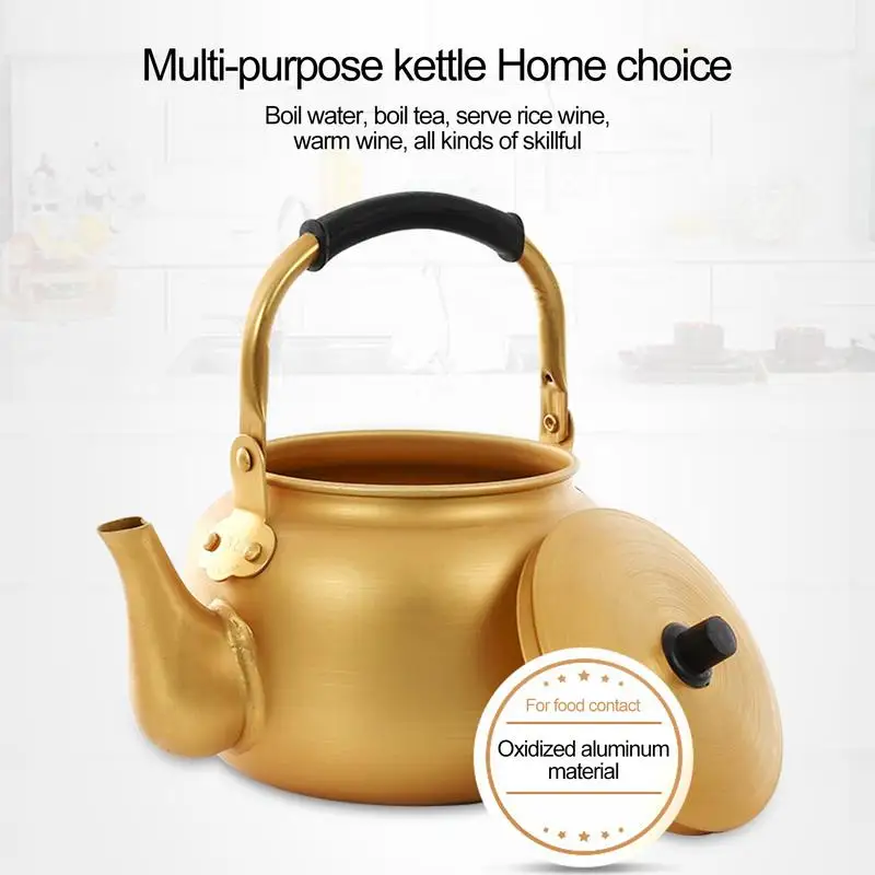 Tea Kettle For Stove Top Metal Water Boiler Water Heating Kettle Water Heating Pot Aluminum Teakettle Coffee Pot for Home BBQ