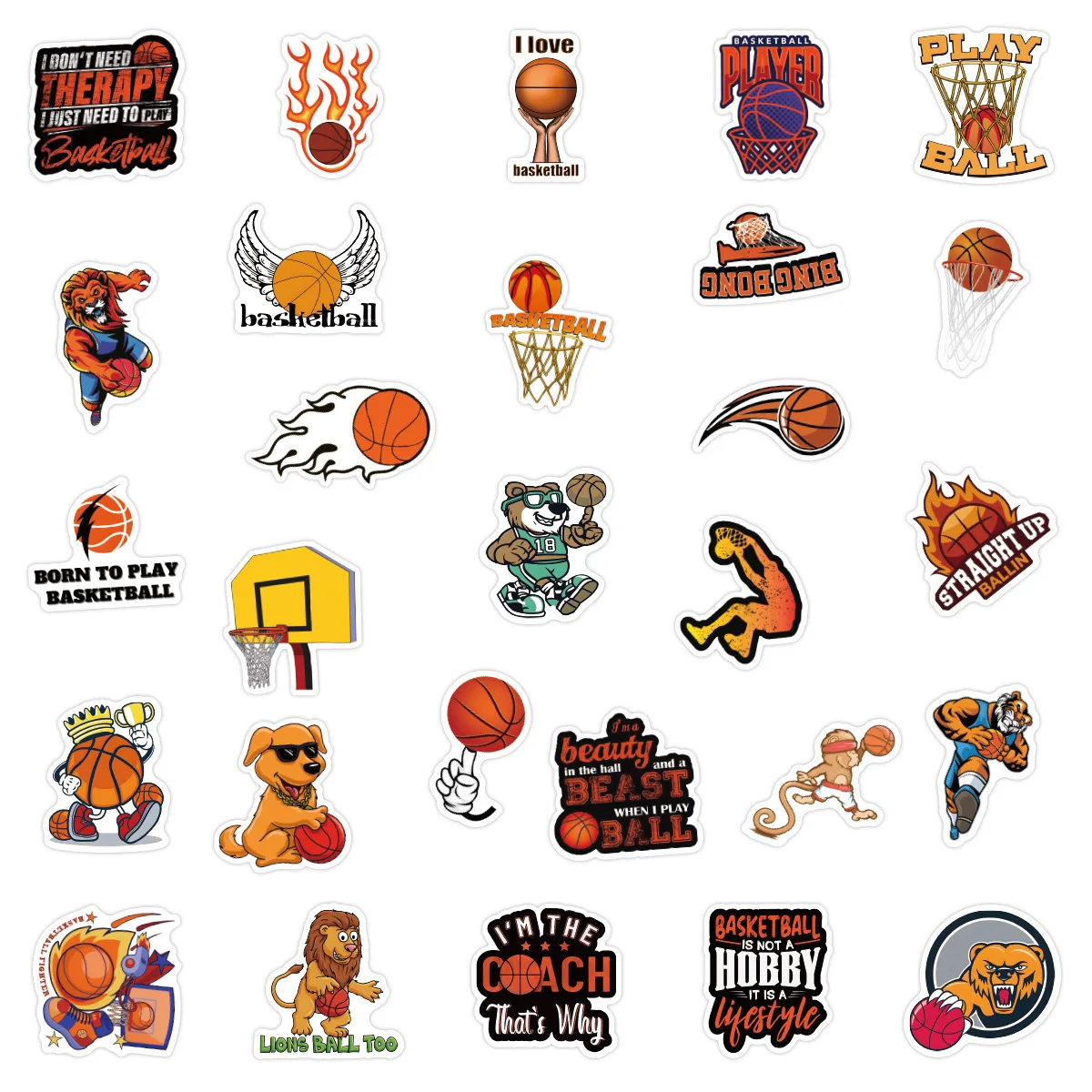 10/30/50/100pcs Love Basketball Sports Cartoon Graffiti Stickers Kids Toys Diy  Creative Laptop Helmet Phone Decal Decor Sticker