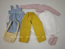 2026 Kari Doll Clothes and skirts Handmade striped long sleeve blue dress doll set for Landazz Landoudou Doll