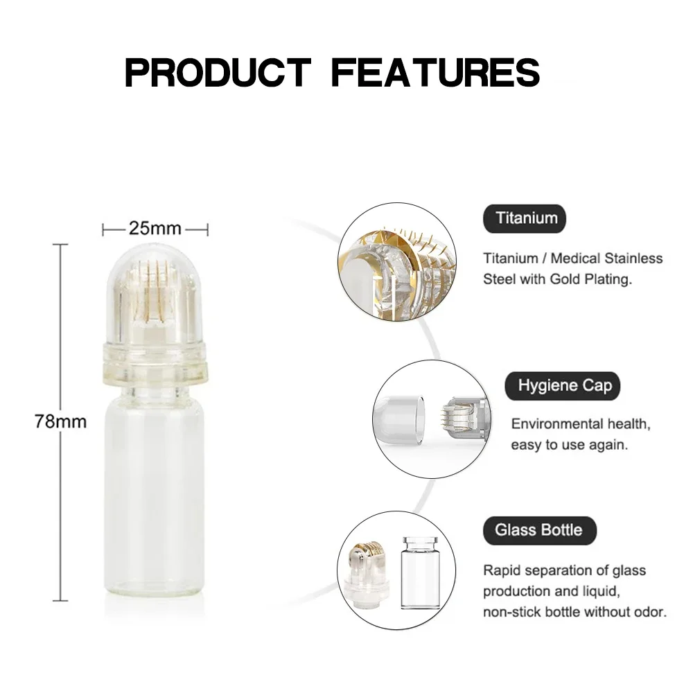 1 قطعة 64 إبرة مجهرية مع 10 مللي زجاجة الجمال إصلاح الجلد أداة ميكرونيدلينغ #3