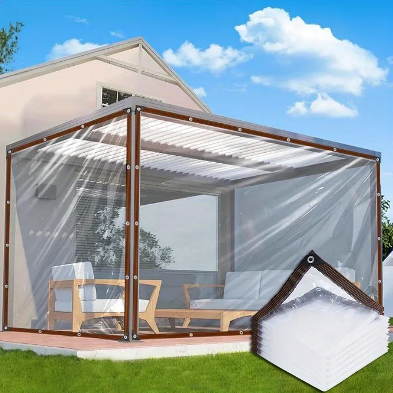 Clear Tarps with Grommets - Clear Tarpaulin for Outdoor Gardens, Greenhouse Plant Protection, Patio, Roof, Porch and Chicken Hou