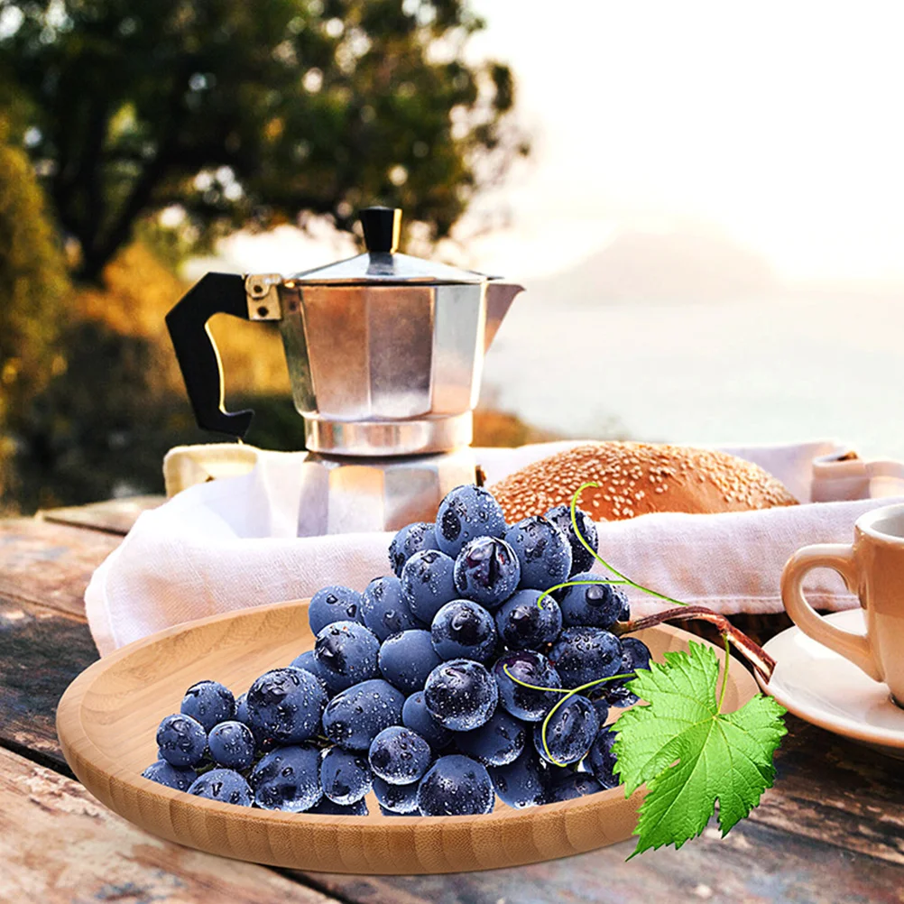 

Bamboo Fruit Serving Tray Round Plate for Snacks Candies Nuts Chocolates Cakes Pastries Breakfast Brunch Tea Coffee