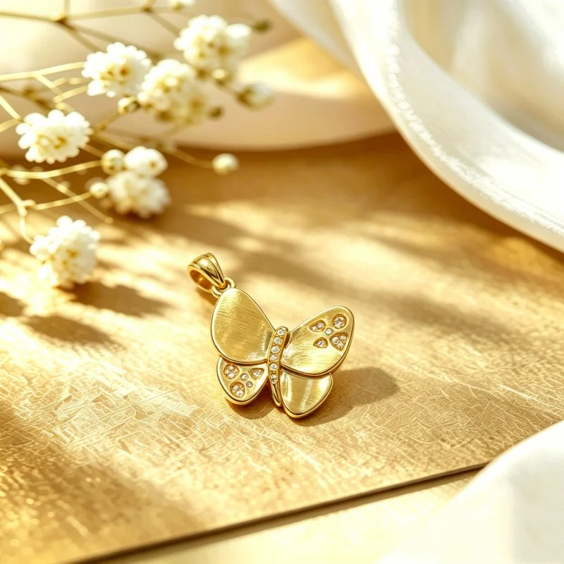 SMILE Real 18K gold butterfly pendant Au750 gold brushed inlaid moissanite butterfly pendant for women's boutique jewelry gift