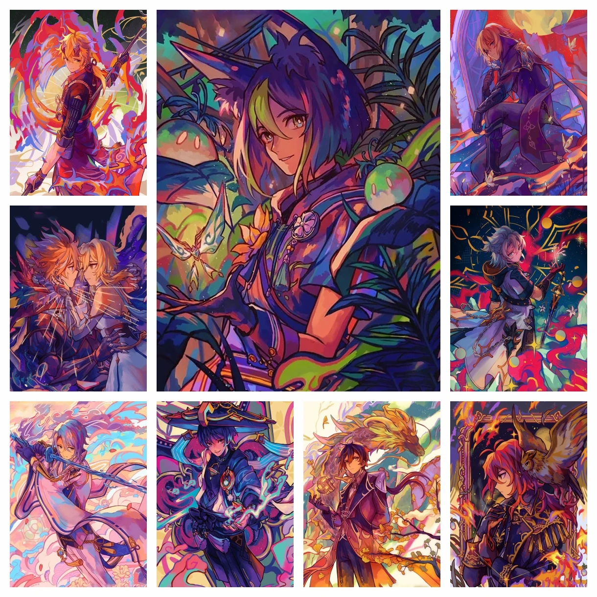 

Game Genshin Impact 5d AB Drill Diamond Painting GuiZhong Nahida Yae Miko Cyno Kokomi Zhongli Diy Art Cross Stitch Home Decor