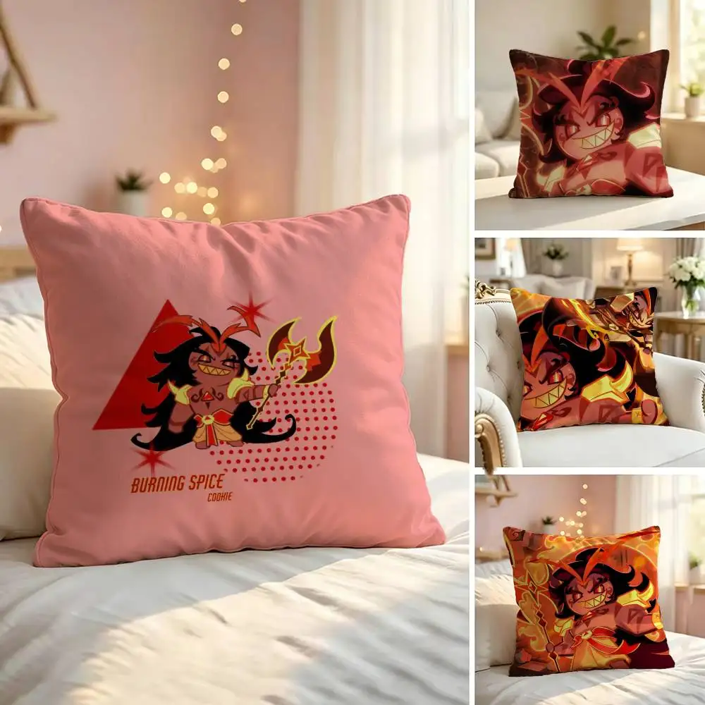 B-Burning Spice C-Cookie Pillow Case Sofa Living Room for Bedroom Headboard Backrest Cushion Square Nap Time