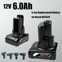 12V 6Ah batteries Li-ion Replacement Battery for Bosch BAT420 12-Volt Max Lithium Power Tools 2607336013 2607336014 gba 12v 6ah