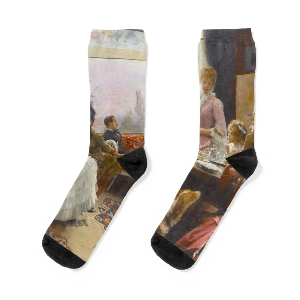 

Five O’clock Tea by Julius LeBlanc Stewart 1883-84 Socks snow winter gifts Man Socks Women's