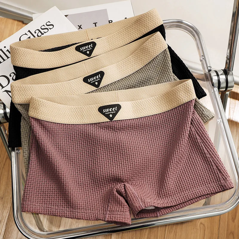 Comfortable Breathable Ice Silk Women's Boxers Home Daily Mid-waist Girls Safety Pants Leggings Women's Panties