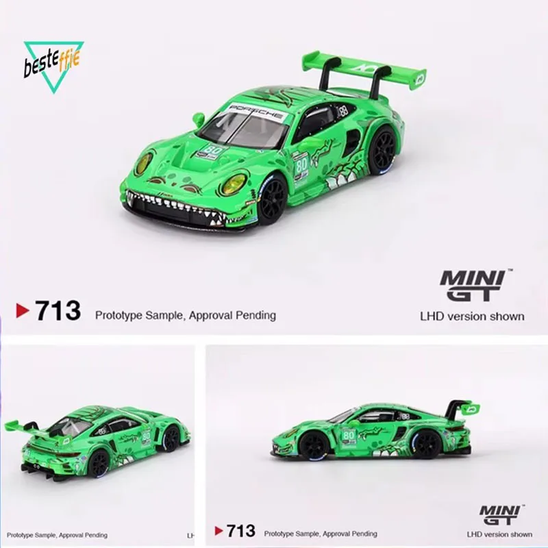 Porsche 911 GT3 R # 80 Gtd Ao Racing 2023, модель автомобиля, мини-модель автомобиля GT, 1/64, ограниченная серия, коллекция игрушек для мальчиков, подарок