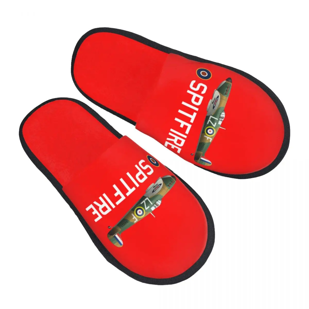 Custom Supermarine RAF Spitfire House Slippers Women Comfy Memory Foam WW2 War Fighter Aircraft Plane Airplane British  Shoes