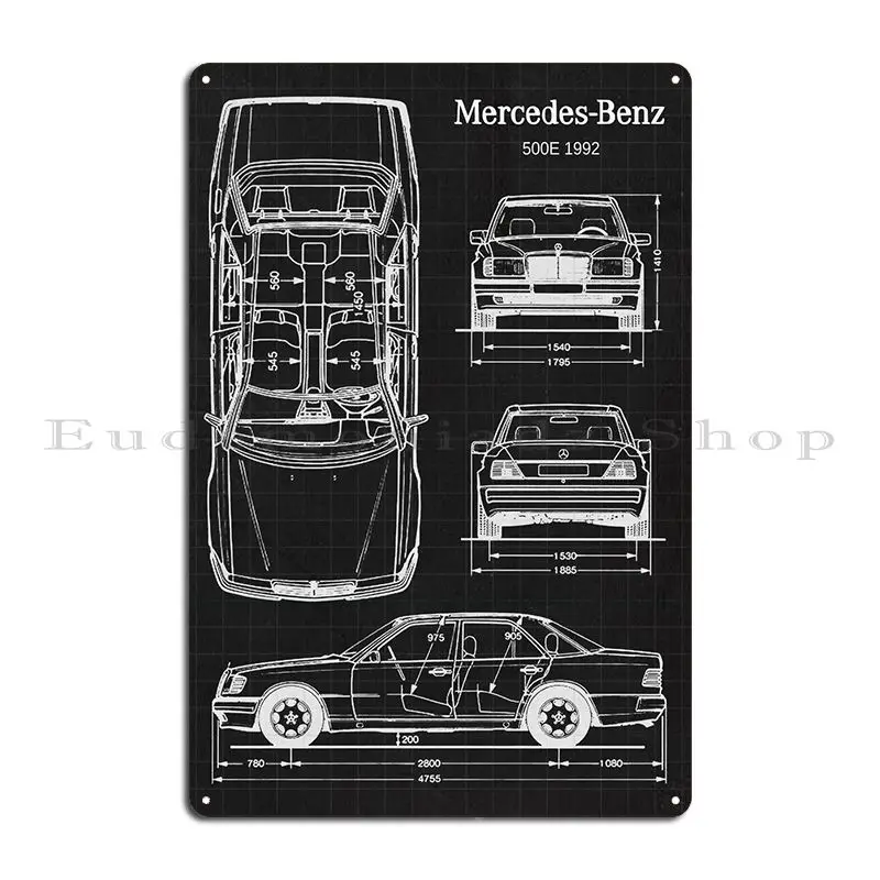 Mercedesbenz 500e 1992 Metal Plaque Poster Garage Plaques Designs Create Club Plaques Tin Sign Poster