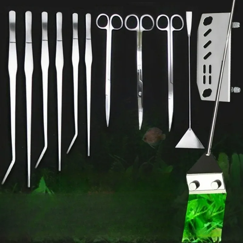 

Aquarium Scissor Tweezer Tool Fish Tank Plants Wave Scissors Grass Stainless Cleaning Tools Storage Holder Aquarium Accessories