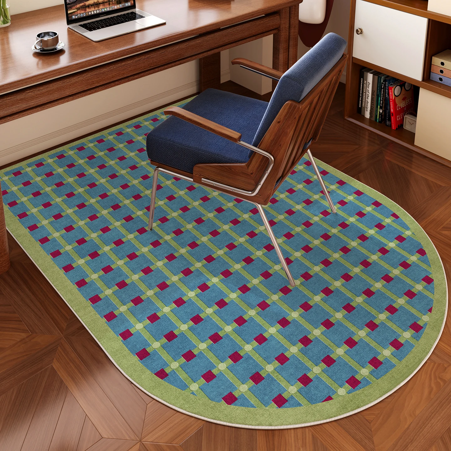 VIKAMA Oval Office Chair Mat Non-Slip Carpet Computer Desk Chair Mat Easy to Clean Area Rugs Floor Protector Mat Home Office