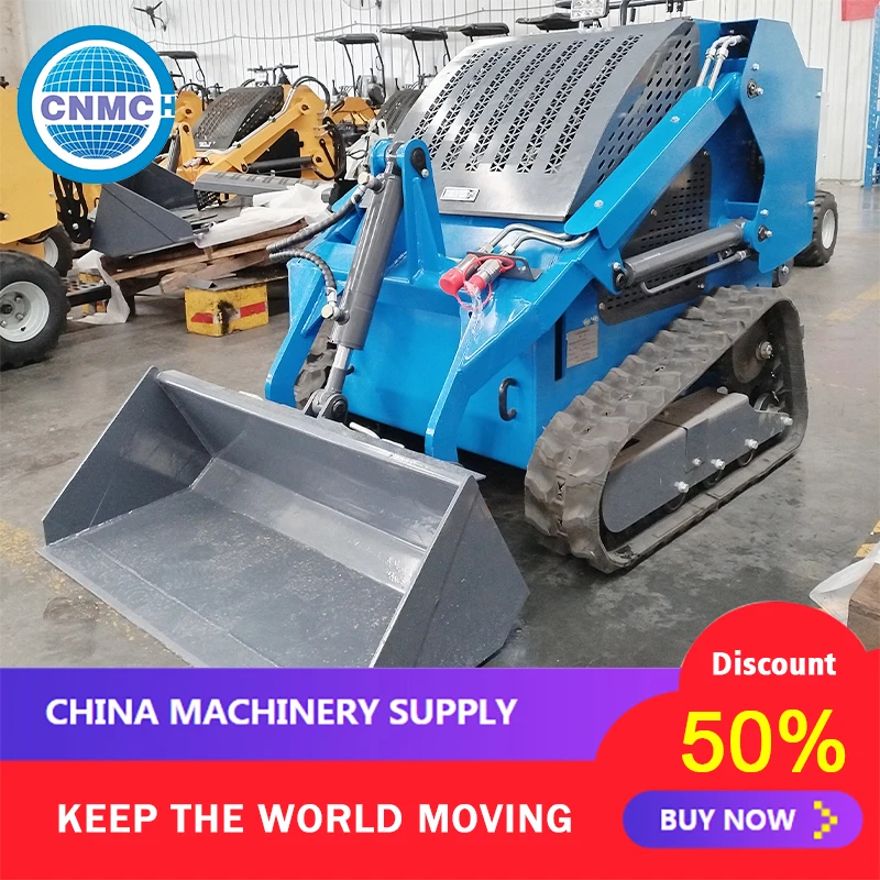 Трек-погрузчик Мини-погрузчики с бортовым поворотом Простой в эксплуатации погрузчик с бортовым поворотом с направляющими и кабиной для фермерского сада Компактный