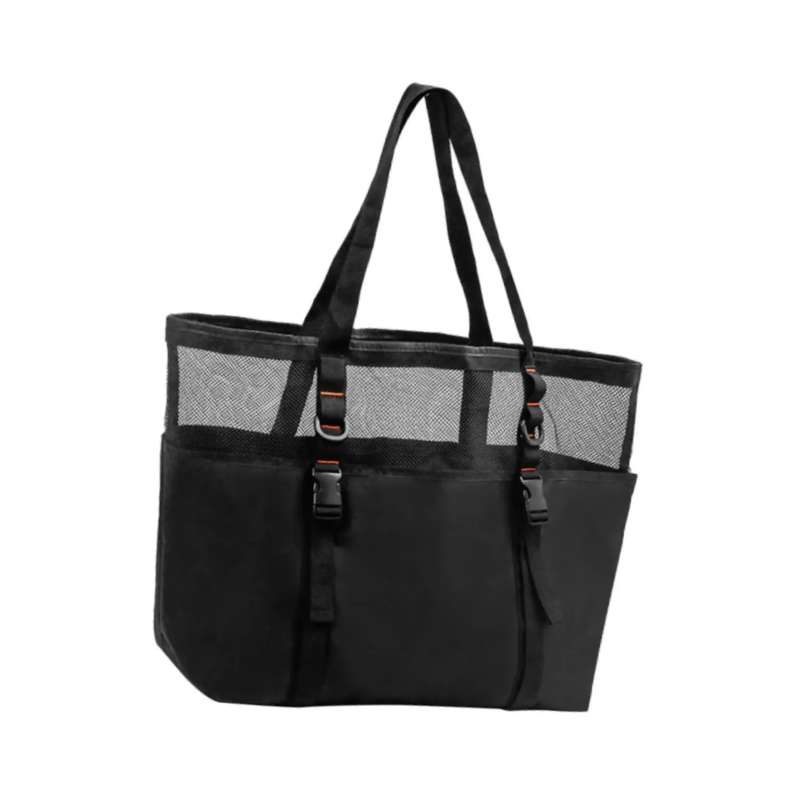 Beach Mesh Bag with 8 Pockets Double Release Buckles 40L Portable Pool Bag for Travel Towels Swimsuits Water Bottles Go Out Gym