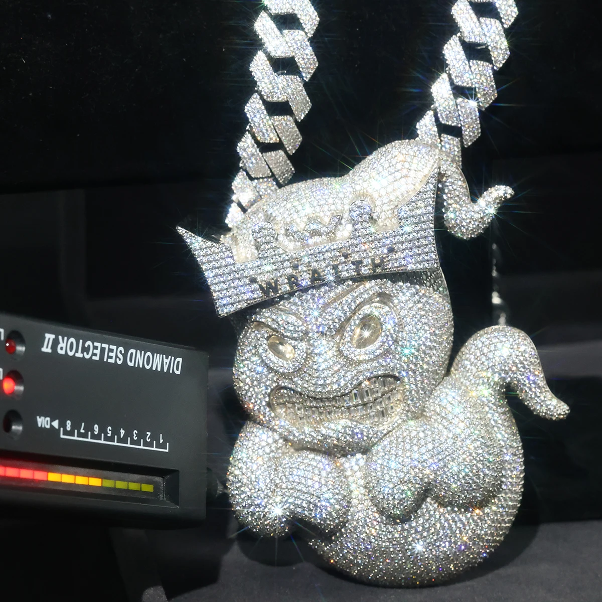 Cartoon Sparkling Pendant Iced Out Hip-hop Necklace Accessory Full Diamond Punk Rapper Jewelry Gifts Men Girl Boy Friends