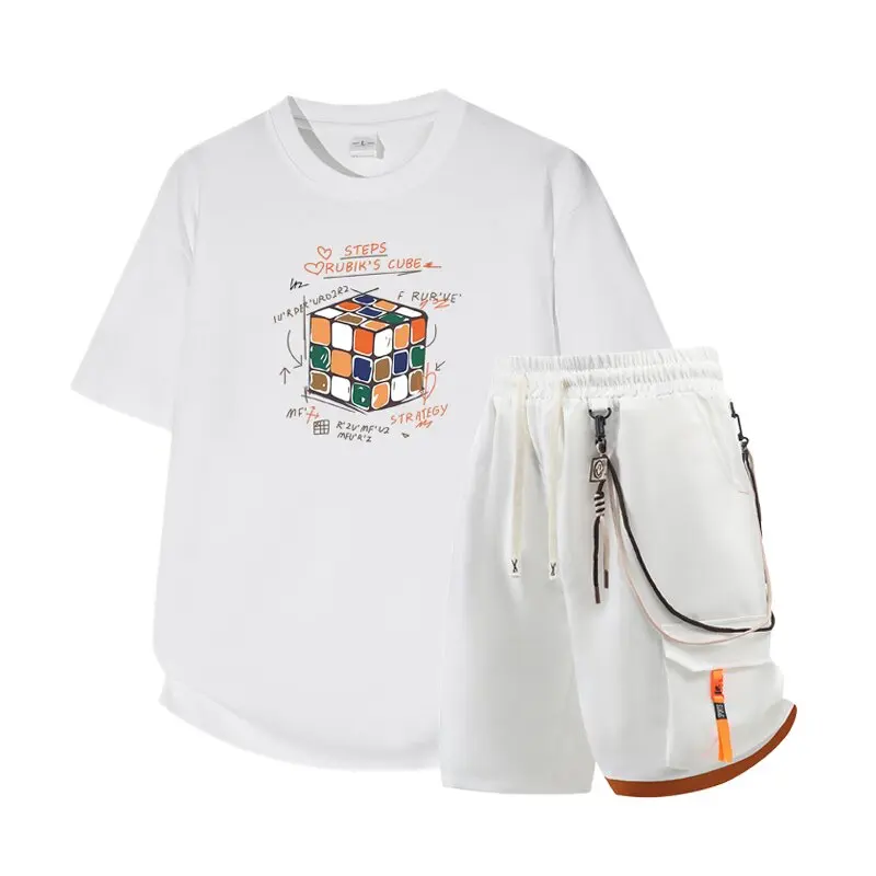 

Summer New Fashion Trend Printed Short Sleeved Shorts Sports Suit Men's Casual Loose Breathable Plus Size Two-Piece Set M-4XL