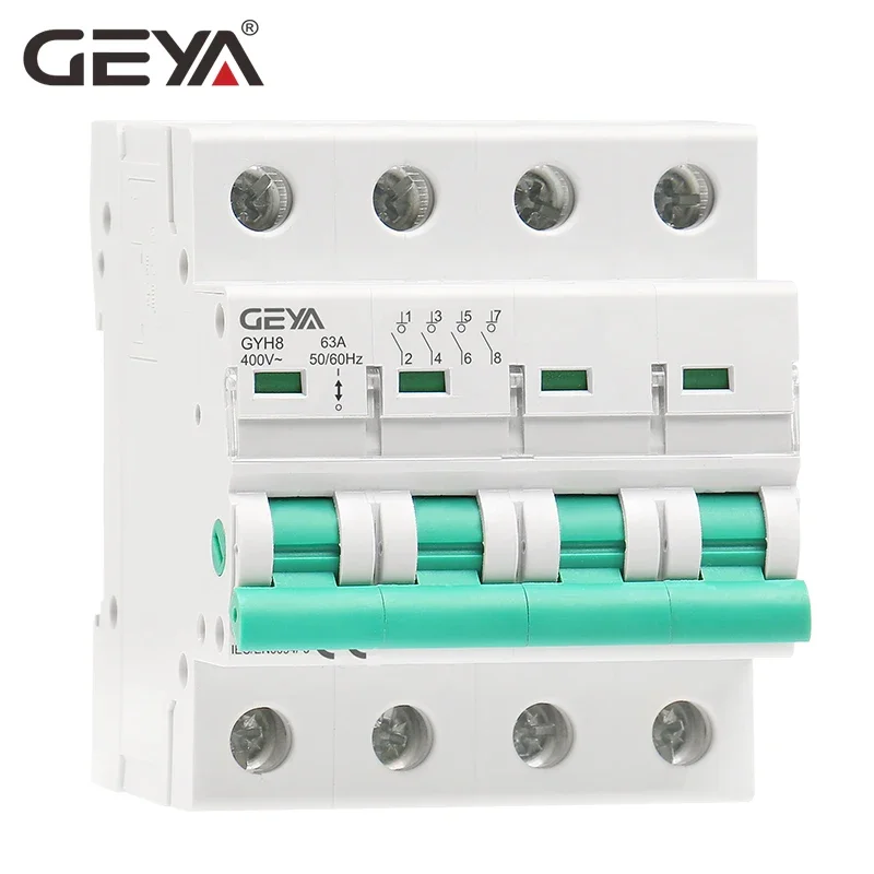 GEYA GYH8 Din Rail 4 Pole Isolating switch 400V Main Switch 63A 100A 125A Isolator Breaker