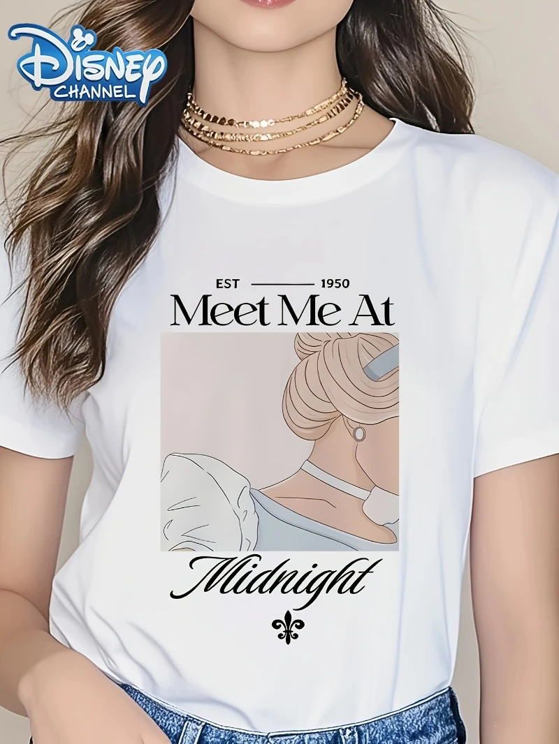 

Женская футболка Disney Stitch, свободный топ с короткими рукавами и круглым вырезом с геометрическим узором, повседневная одежда, удобная футболка