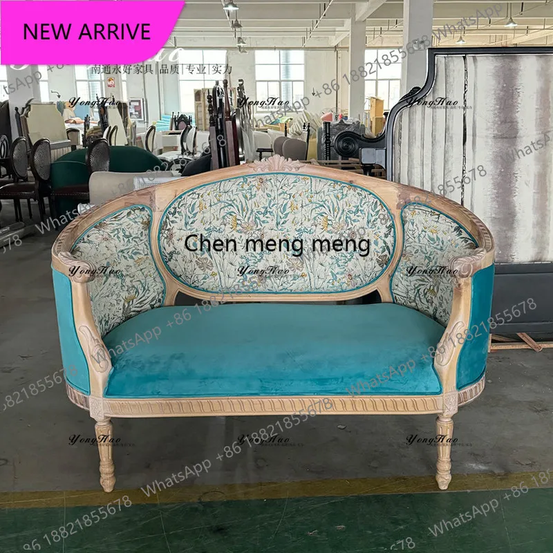 

Двуспальный диван CC French в стиле ретро из массива дерева, неоклассический, с мягкой обивкой из ткани, для отдыха, в американском стиле.