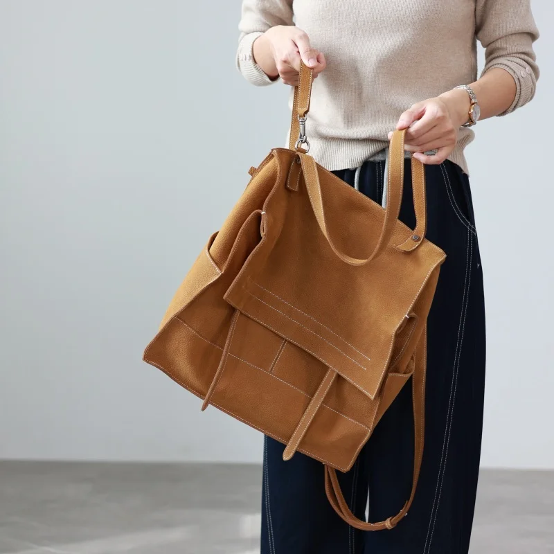 حقيبة ظهر من الجلد الطبيعي ذات سعة كبيرة مناسبة للتناول اليومي والعمل القصير أو الرحلة #6