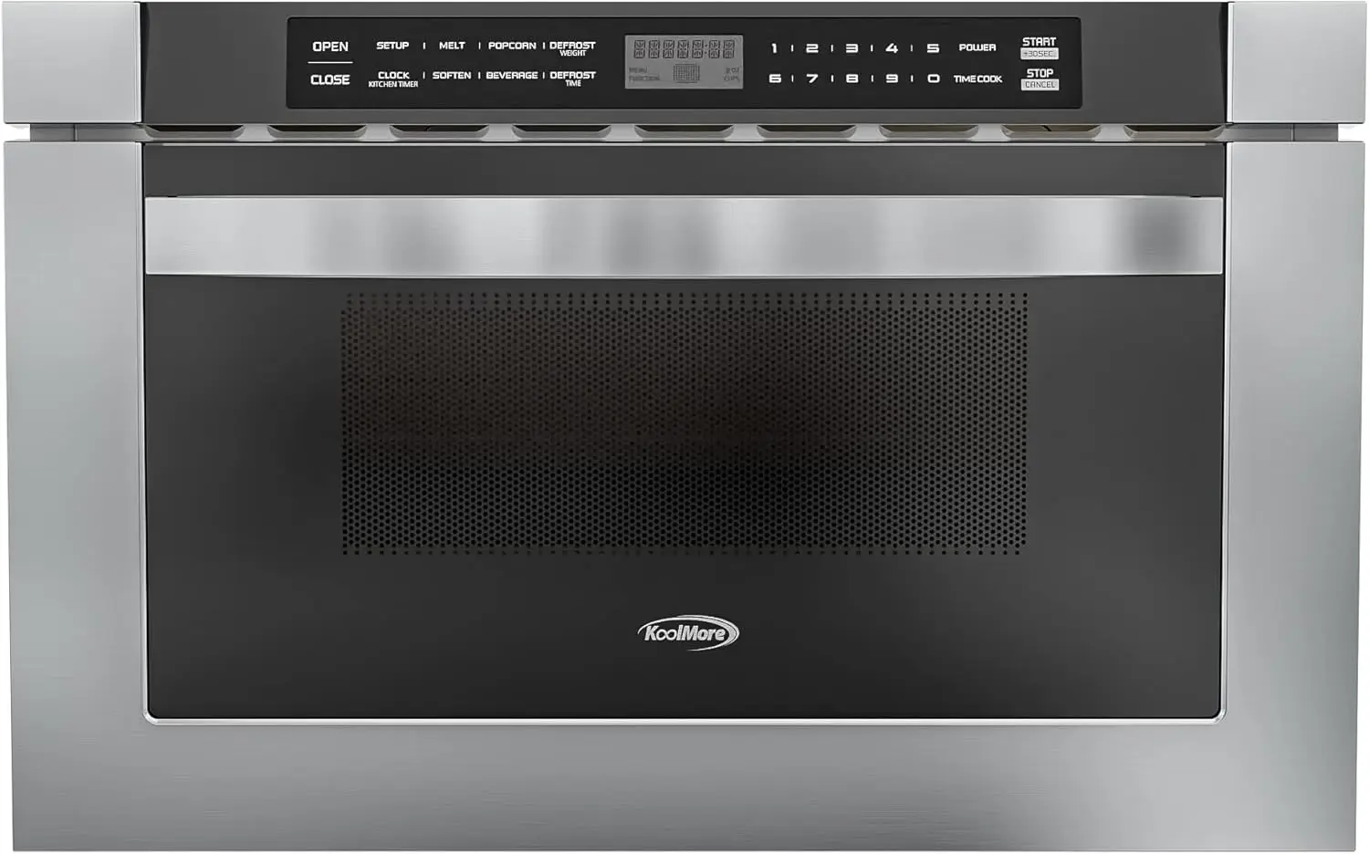 24 Inch Stainless-Steel Microwave Drawer Capacity, 1000W Power with 10 Custom Cooking Levels, Memory, and Tim