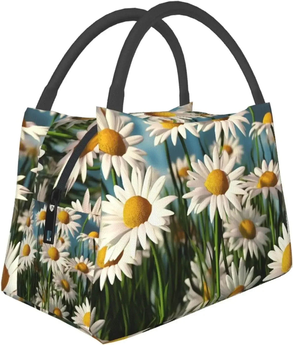 

Lunch Bag for Men Women Insulated Box Daisies Lunchbox tote bag for Work lunch Bag with Side Pockets