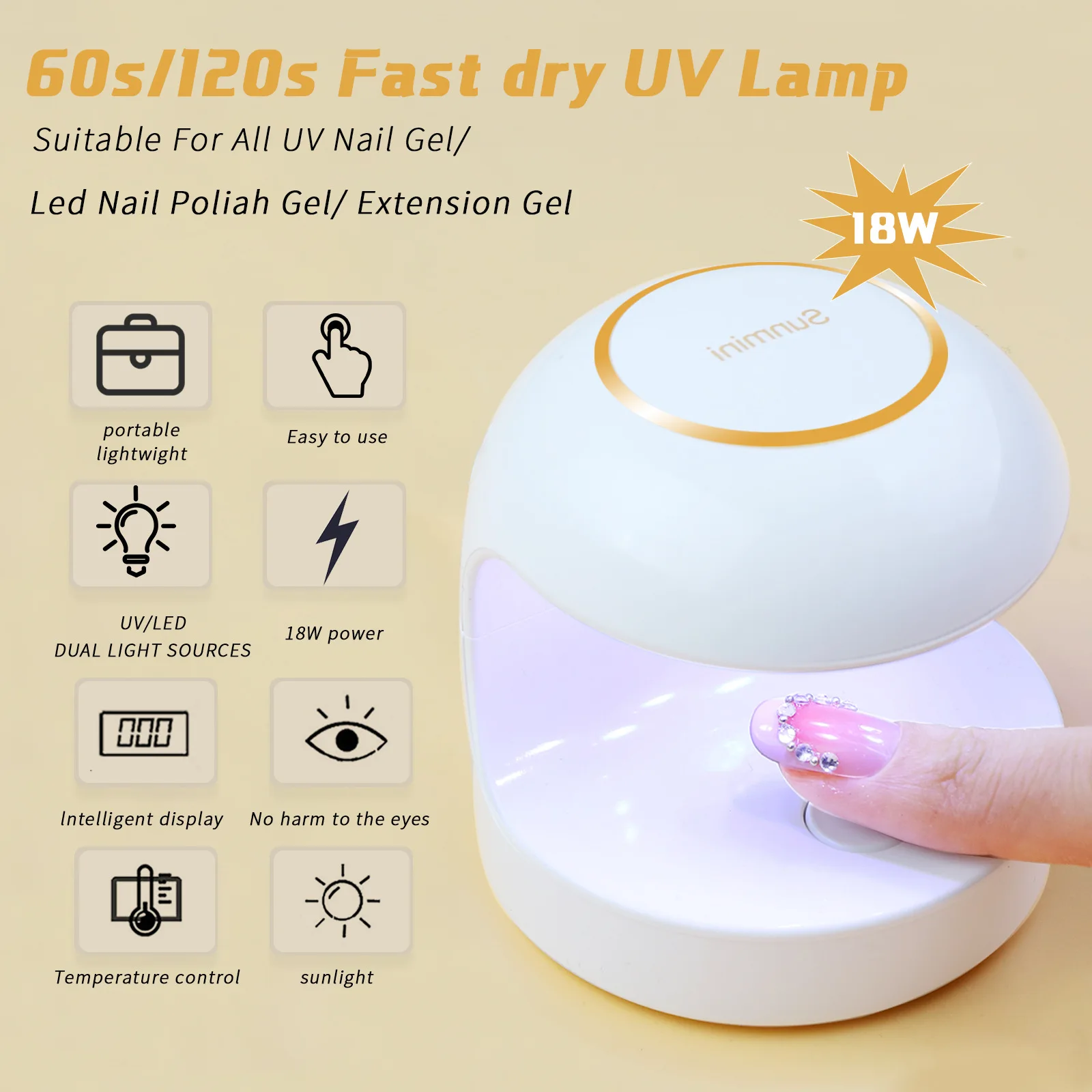 18W Nail Dryer Mini USB UV LED Lamp Nail Art Tools Pink White Egg Shape Design 120S Fast Drying Curing Light For All Type Gels