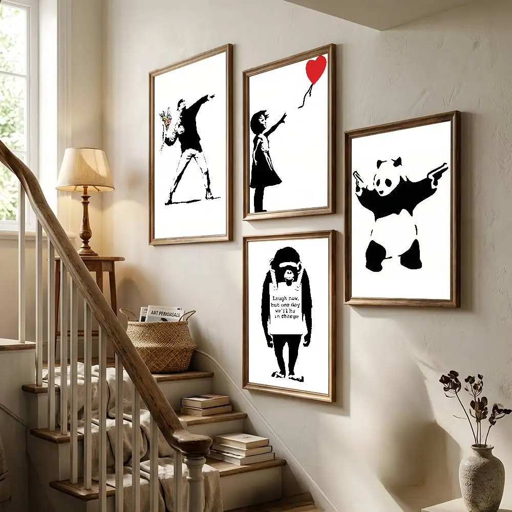Banksy Street Art Poster Living Room Bedroom Bar Cafes Wall Home Decoration Gifts