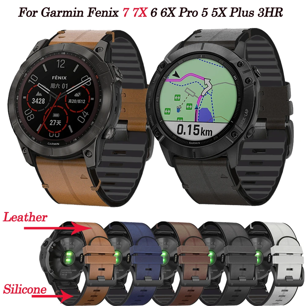 Quickfit 22 26 مللي متر ساعة ذكية حزام ل Garmin Fenix 7 7X 6 6X برو 5X 5 Plus Mk1 Mk2 935 945 Epix سيليكون الجلود الفرقة معصمه
