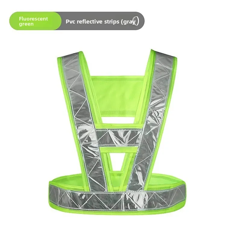 سترة من القماش المحبوك على شكل حرف V وسترة عاكسة عالية الوضوح: ملابس عاكسة شبكية على شكل حرف I لركوب الدراجات الليلية #5