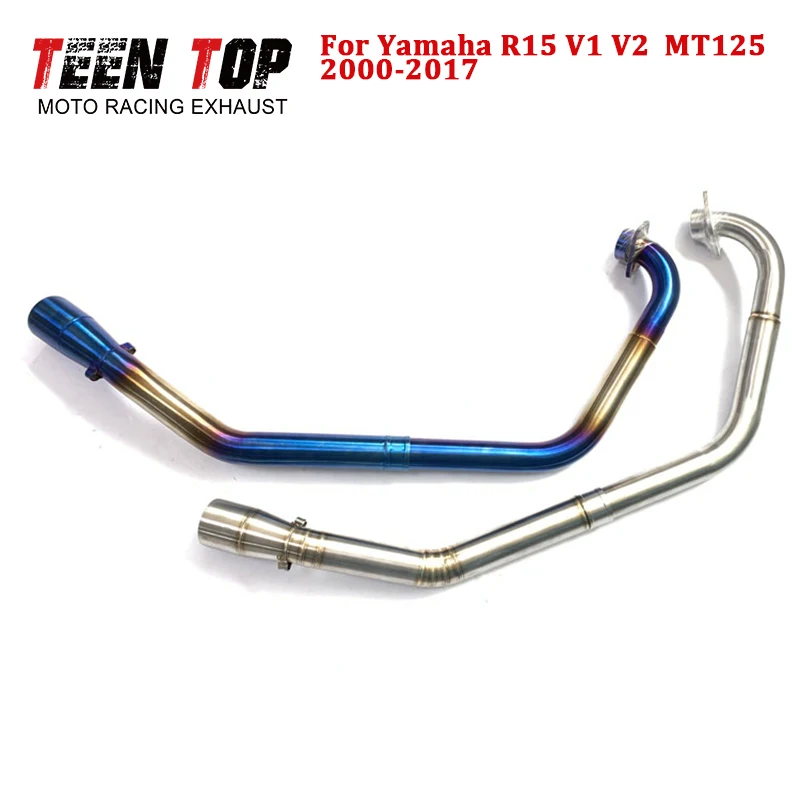 

Выхлопная труба R15 для Yamaha R15 V1 V2, передняя соединительная труба, выхлопная коллектор MT125 Escape Moto 2000-2017 Connect, глушитель 51 мм