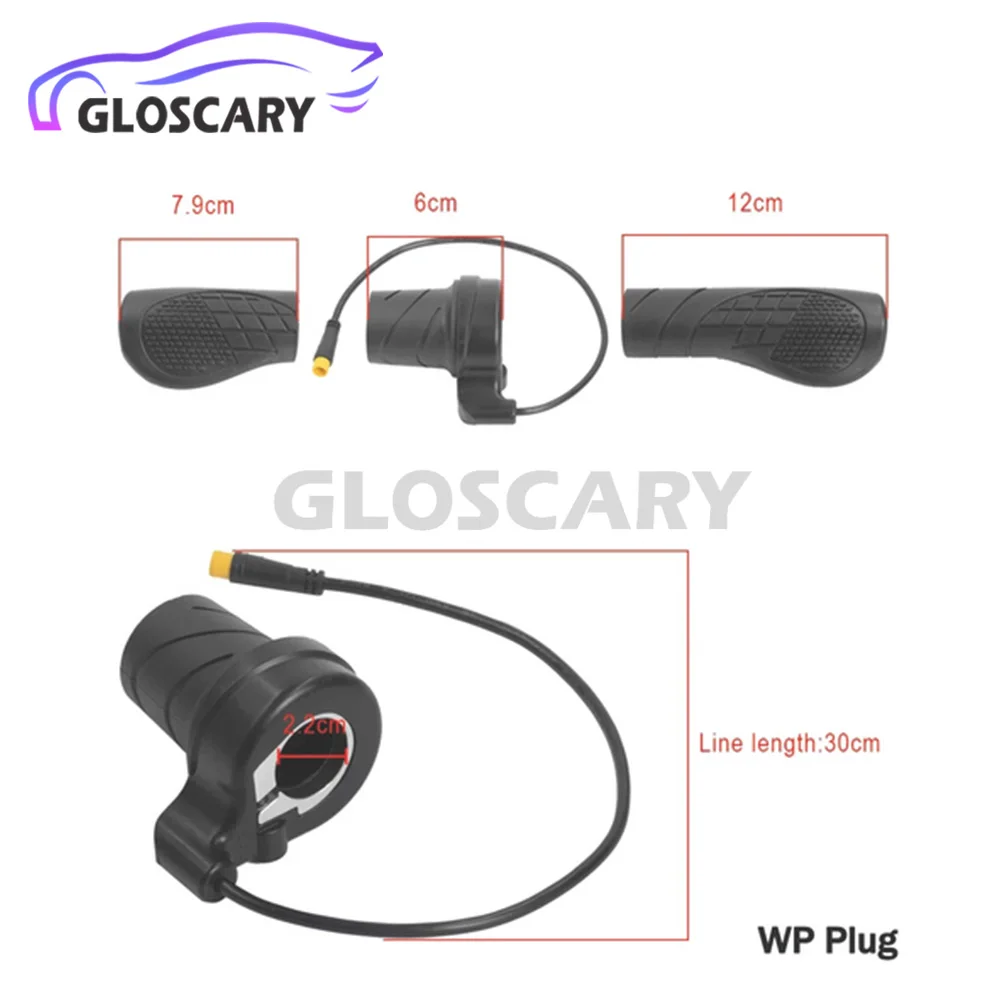 FT76x Half Twist Throttle Waterproof Grip Electric Bicycle Throttle Handle 12V/24V/36V/48V/60V/72V for Ebike MTB Conversion Kit