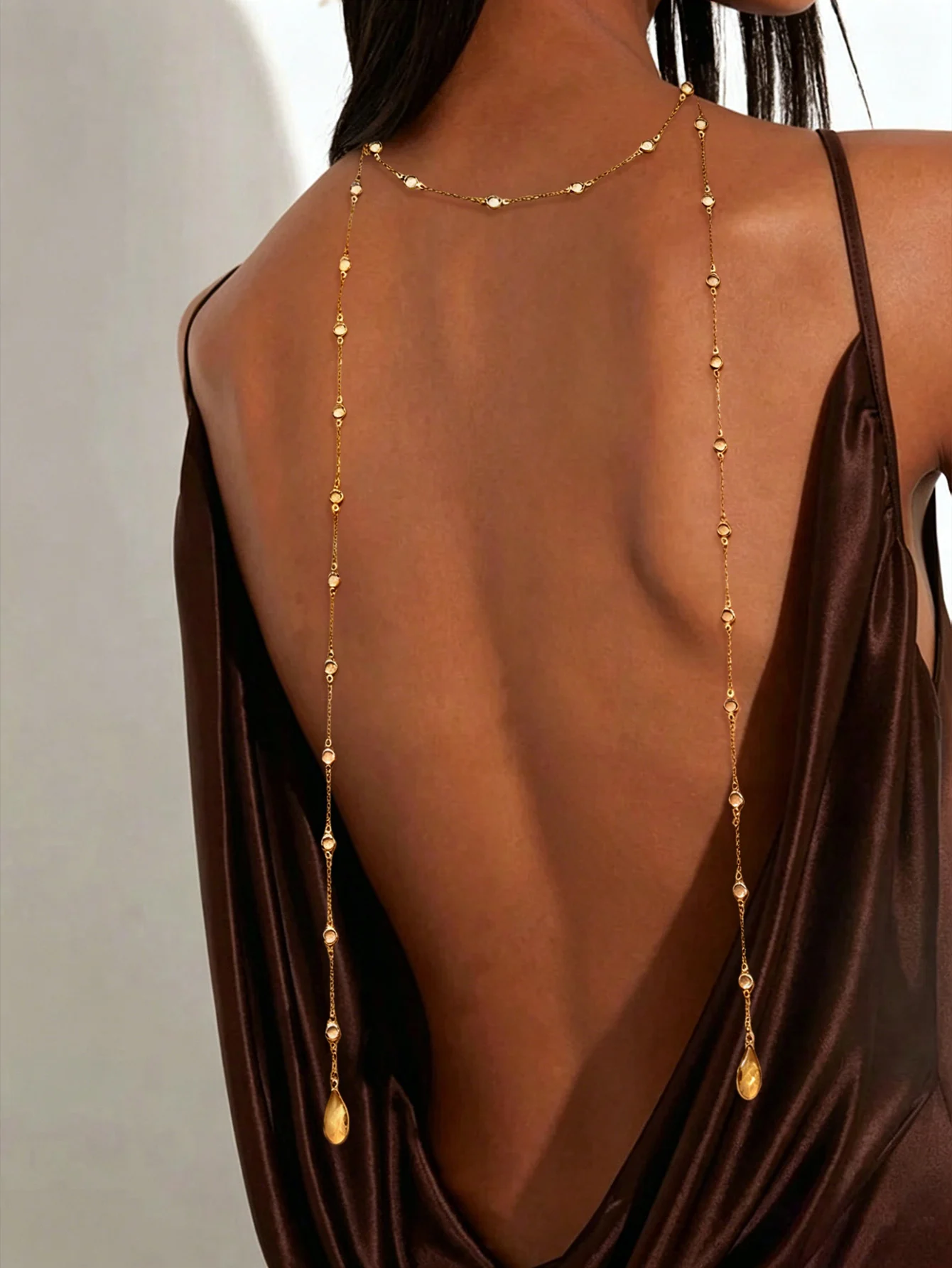 Body Jewelry High End - Kalung liontin kristal Citrine bentuk tetesan