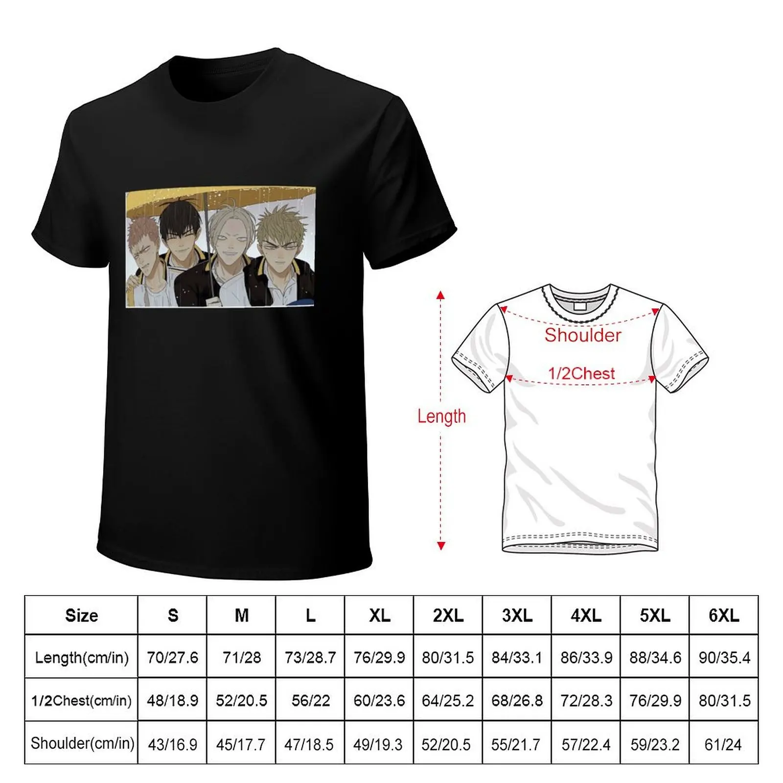 19 days manhwa sticker T-Shirt Basic Plain Tee for Spring and Summer