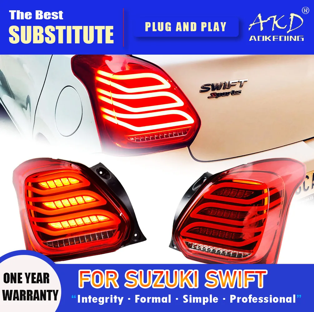 

AKD Tail Lamp for Suzuki Swift LED Tail Light 2017-2021 Swift Rear Fog Brake Turn Signal Automotive Accessories