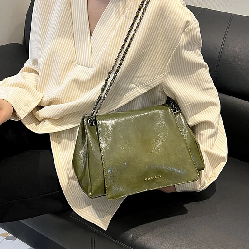 2023 New Vintage Shoulder Bag Large Capacity Fashion Crossbody Bags For Women Solid Pu Leather Ladies Handbags