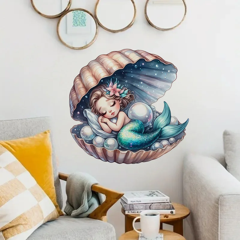 Pretty Mermaid Sticker, Water-proof Home Wall Decal, Used for Wall, Bathroom, Cabinet, Door,Toilet, Car, Laptop