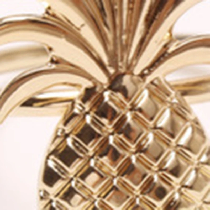 12Pcs Pineapple Napkin Ring Metal Plating Napkin Ring Ring Stand Wedding Holiday Party Table Decoration Gold