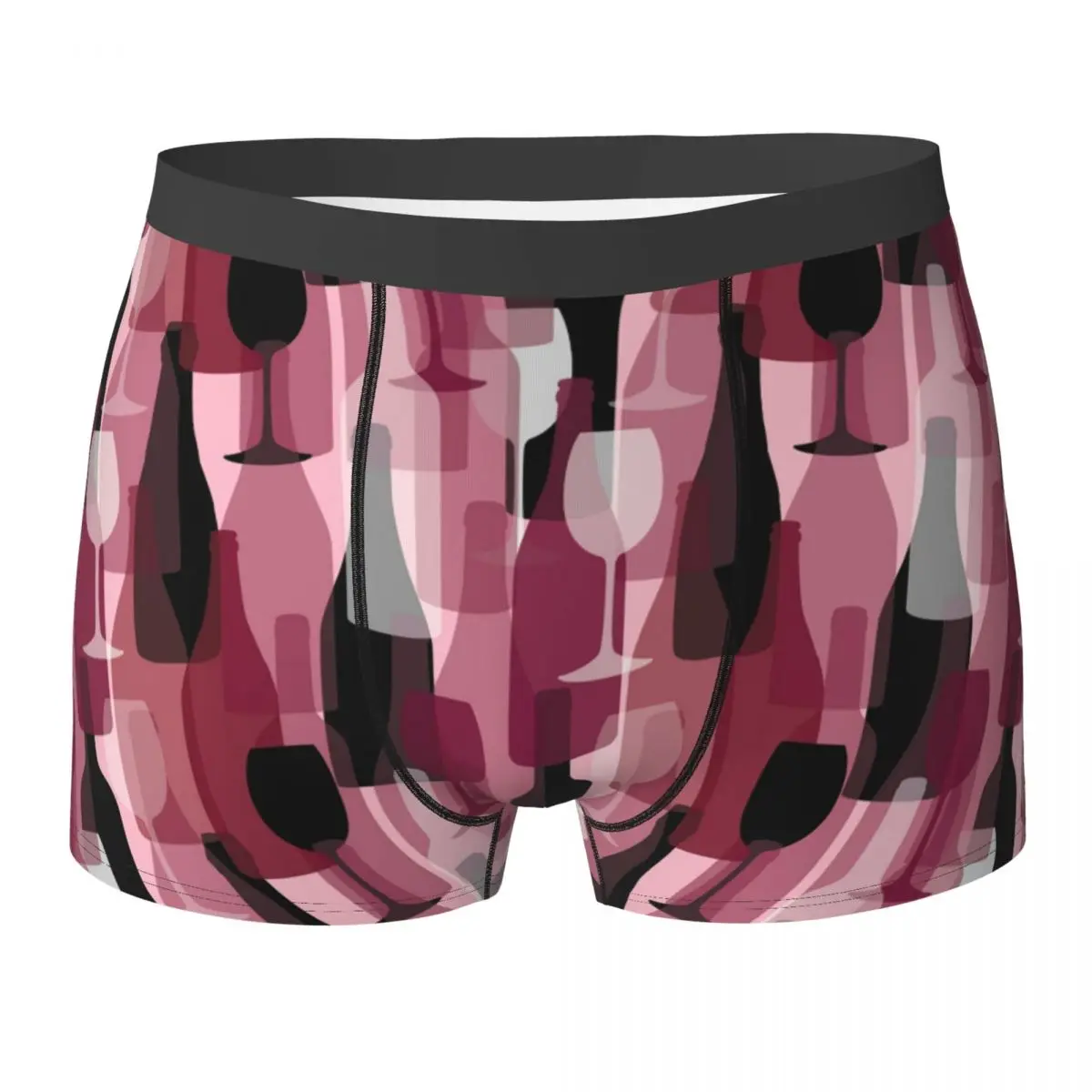 

Boxer Underpants Shorts Red Wine Wine Glasses And Bottles Grey Panties Male Comfortable Underwear for Homme Man Boyfriend Gift